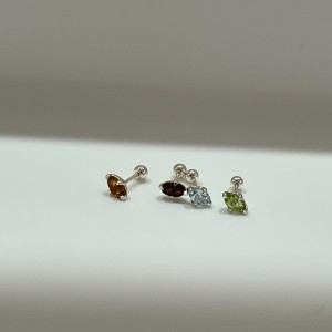 Basic piercing．天然石純銀耳環