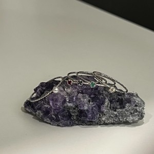 A little bit．天然石純銀戒指