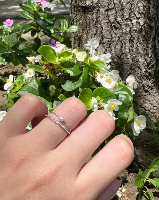 A little bit．天然石純銀戒指