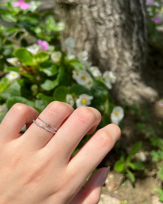 A little bit．天然石純銀戒指