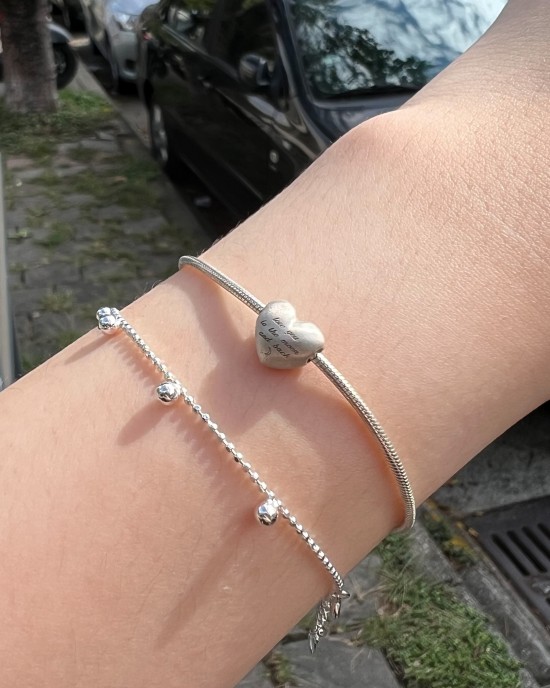 【客製化】Whisper．霧面愛心純銀蛇鍊