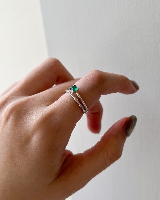 Flechazo．天然石純銀戒指