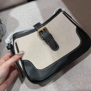 縫線造型帆布肩背包．韓國品牌
