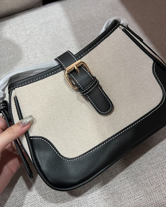 縫線造型帆布肩背包．韓國品牌