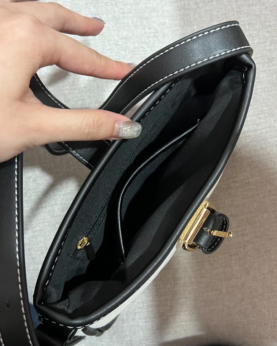 縫線造型帆布肩背包．韓國品牌