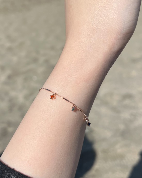 Spring vibe．玫瑰金天然石手鍊