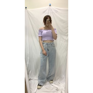 【CN】淺色直筒寬鬆牛仔褲．下著