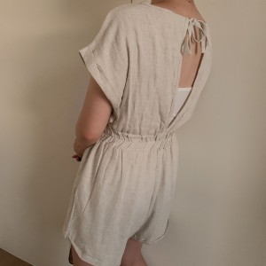 【CN】麻料連身褲裝．連身