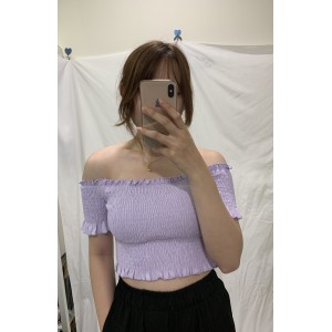 【CN】罩杯式平口抓皺上衣．上衣