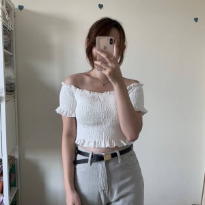 【CN】罩杯式平口抓皺上衣．上衣