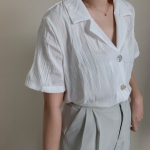 【CN】抓皺短版襯衫．上衣